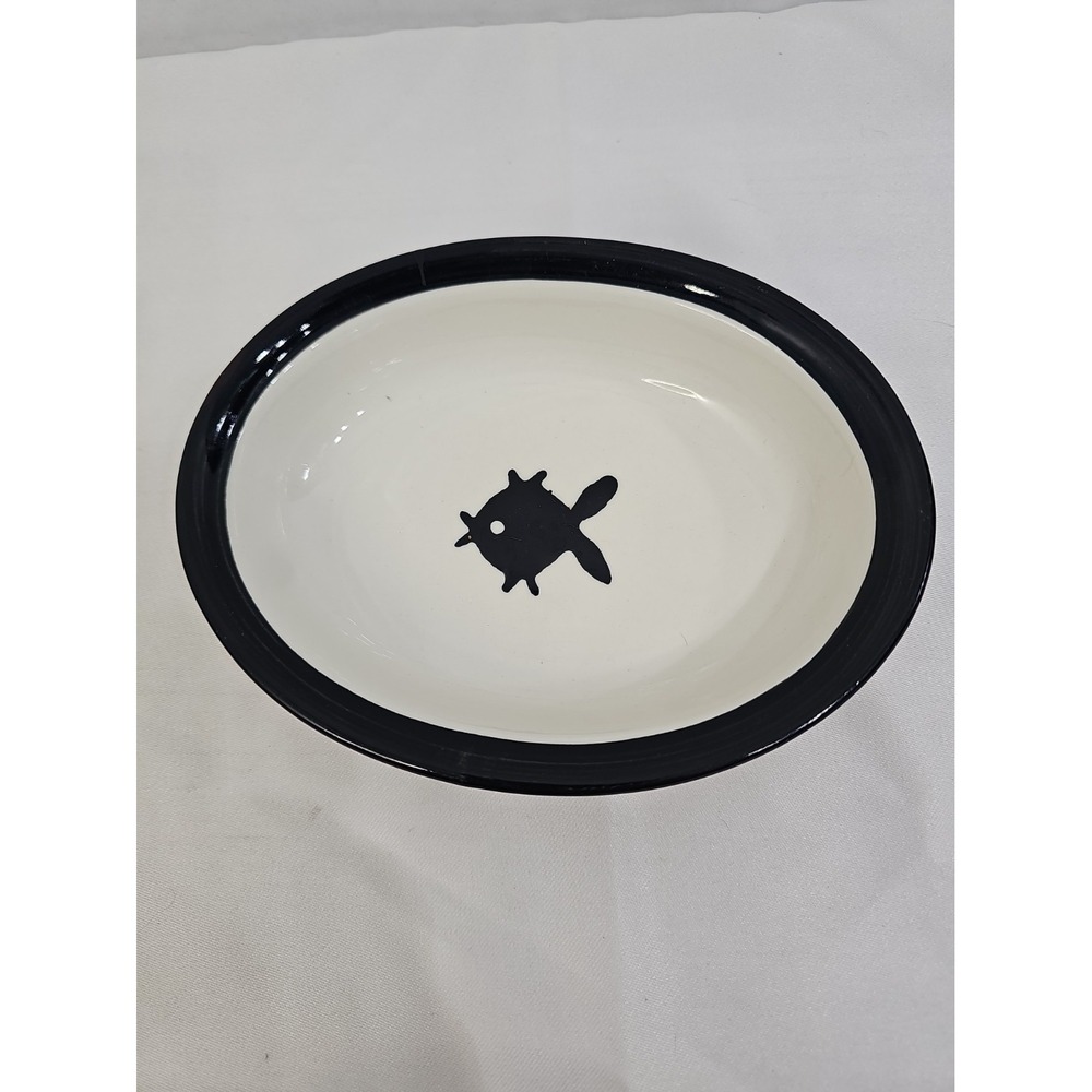 Petrageous Designs City Pets Cat Kitten Food Water Dish Bowl 6.25" Oval Fishes